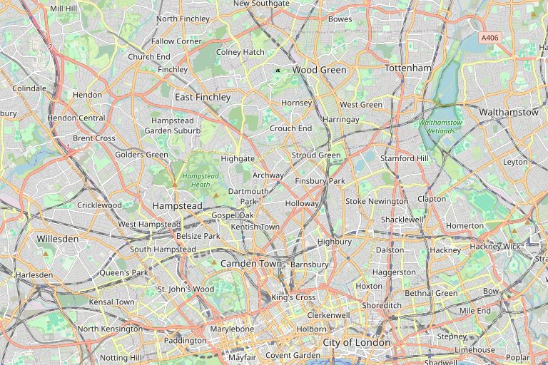 Map of Islington and the surrounding area