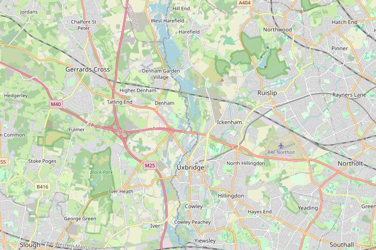 Map of Uxbridge and the surrounding area