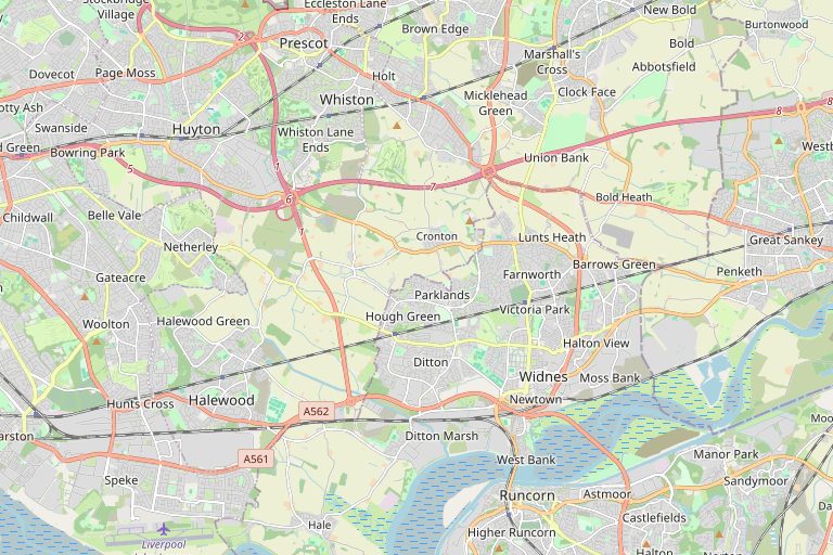 Map of Widnes and the surrounding area